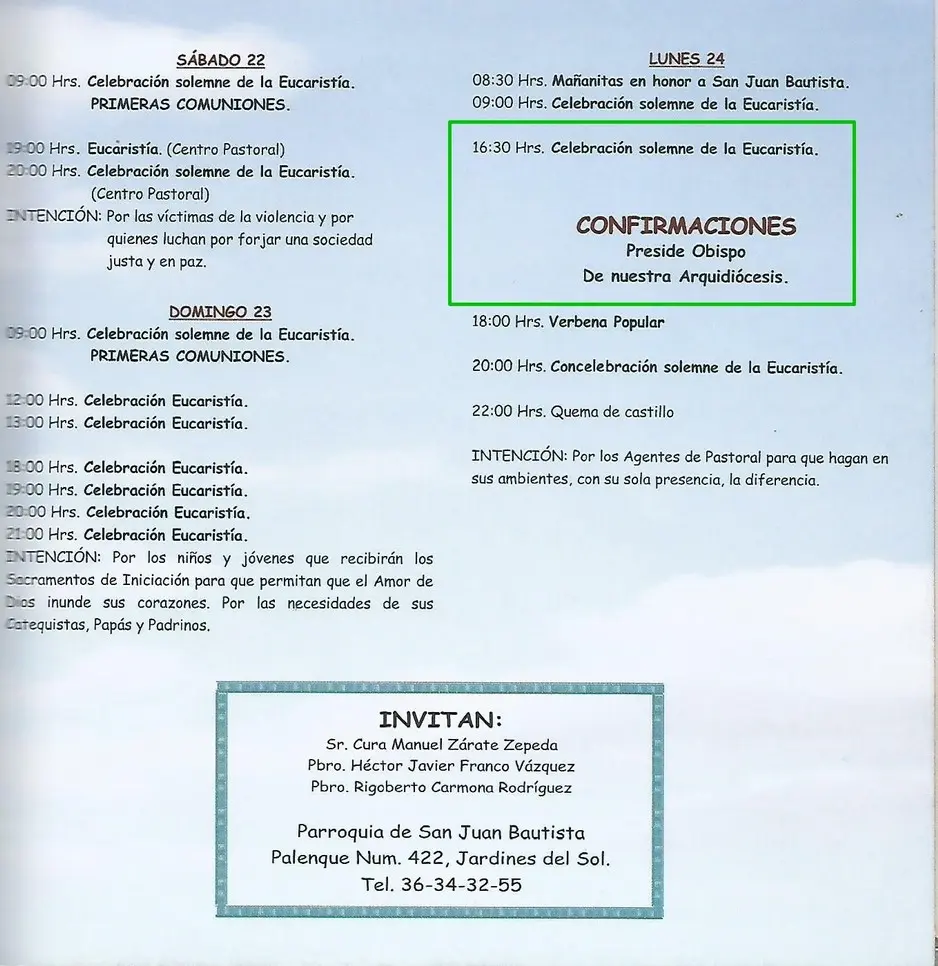 Novenario San Juan Bautista 2019